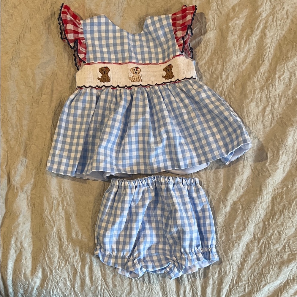 Charming Blue Gingham Diaper Cover Set